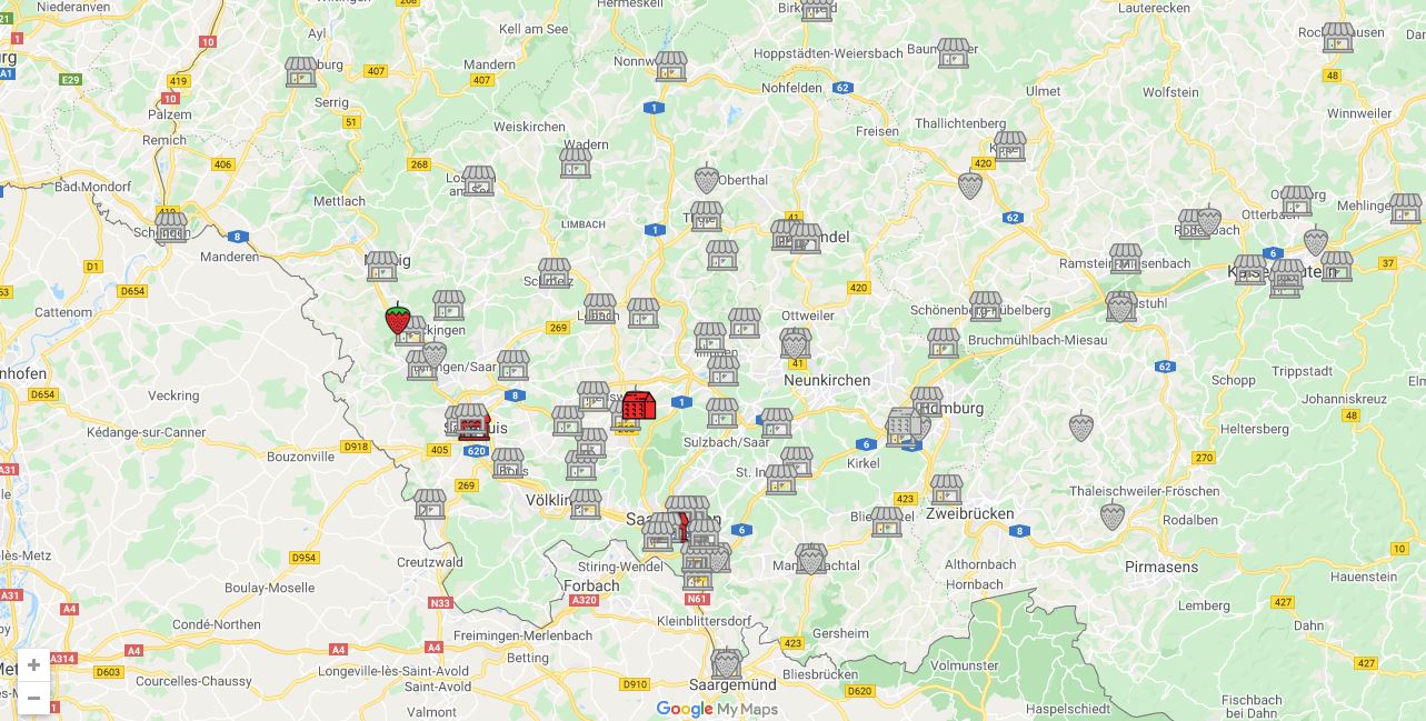 Erdbeerland Ernst und Funck Verkaufspunkt Karte